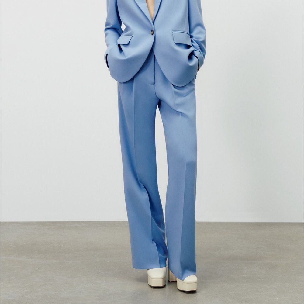Zara Blue Wide Leg Trousers Size Small NWT